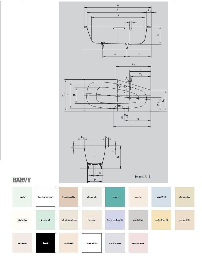 Kaldewei vana Advantage Mini star 157x75/50x43 cm, č. 833, levá, otvory pro madla 224900010001